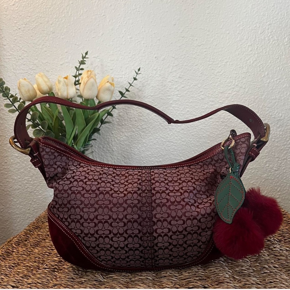 Y2K Coach Soho Burgundy Suede and Canvas #6026